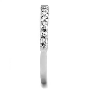 3W1232 - Rhodium Brass Ring with AAA Grade CZ  in Clear