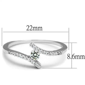 3W1237 - Rhodium Brass Ring with AAA Grade CZ  in Clear