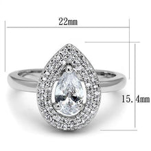 Load image into Gallery viewer, 3W1242 - Rhodium Brass Ring with AAA Grade CZ  in Clear