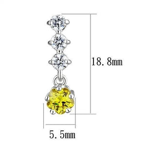 3W1285 - Rhodium Brass Earrings with AAA Grade CZ  in Topaz