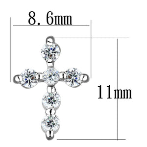 3W1294 - Rhodium Brass Earrings with AAA Grade CZ  in Clear