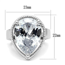 Load image into Gallery viewer, 3W1305 - Rhodium Brass Ring with AAA Grade CZ  in Clear