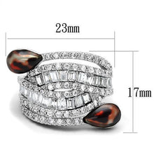 Load image into Gallery viewer, 3W1307 - Rhodium Brass Ring with AAA Grade CZ  in Clear