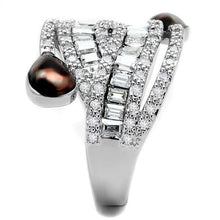 Load image into Gallery viewer, 3W1307 - Rhodium Brass Ring with AAA Grade CZ  in Clear