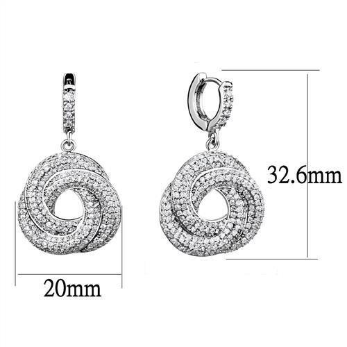 3W1318 - Rhodium Brass Jewelry Sets with AAA Grade CZ  in Clear