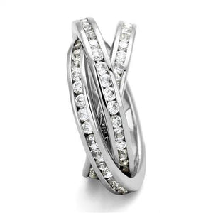 3W1331 - Rhodium Brass Ring with AAA Grade CZ  in Clear