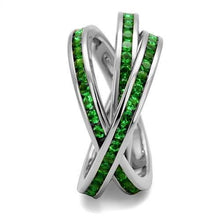 Load image into Gallery viewer, 3W1332 - Rhodium Brass Ring with Synthetic Synthetic Glass in Emerald