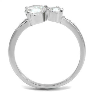 3W1338 - Rhodium Brass Ring with AAA Grade CZ  in Clear