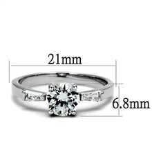Load image into Gallery viewer, 3W1339 - Rhodium Brass Ring with AAA Grade CZ  in Clear