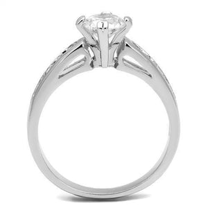3W1340 - Rhodium Brass Ring with AAA Grade CZ  in Clear
