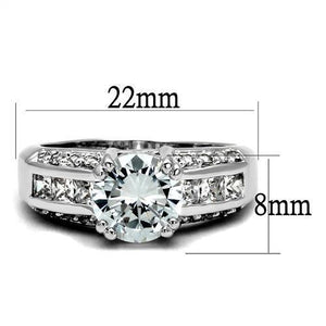 3W1344 - Rhodium Brass Ring with AAA Grade CZ  in Clear