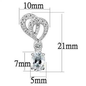 3W1355 - Rhodium Brass Earrings with AAA Grade CZ  in Clear