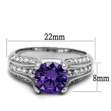 Load image into Gallery viewer, 3W1359 - Rhodium Brass Ring with AAA Grade CZ  in Amethyst