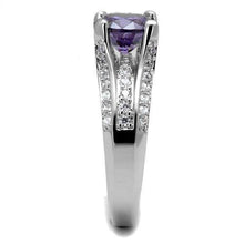 Load image into Gallery viewer, 3W1359 - Rhodium Brass Ring with AAA Grade CZ  in Amethyst