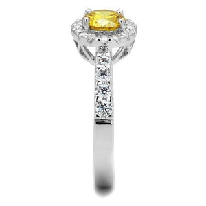3W1362 - Rhodium Brass Ring with AAA Grade CZ  in Topaz