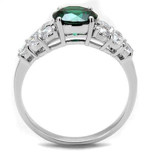 3W1364 - Rhodium Brass Ring with Synthetic Spinel in Emerald