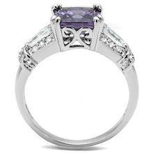 Load image into Gallery viewer, 3W1365 - Rhodium Brass Ring with AAA Grade CZ  in Amethyst