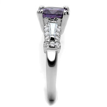 Load image into Gallery viewer, 3W1365 - Rhodium Brass Ring with AAA Grade CZ  in Amethyst