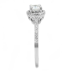 3W1386 - Rhodium 925 Sterling Silver Ring with AAA Grade CZ  in Clear