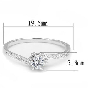 3W1392 - Rhodium 925 Sterling Silver Ring with AAA Grade CZ  in Clear