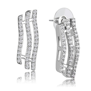 3W1412 - Rhodium Brass Jewelry Sets with AAA Grade CZ  in Clear