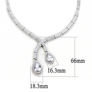 3W1416 - Rhodium Brass Jewelry Sets with AAA Grade CZ  in Clear