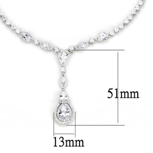 3W1422 - Rhodium Brass Jewelry Sets with AAA Grade CZ  in Clear