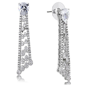 3W1434 - Rhodium Brass Jewelry Sets with AAA Grade CZ  in Clear