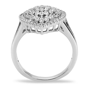 3W1436 - Rhodium Brass Ring with AAA Grade CZ  in Clear