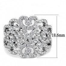 Load image into Gallery viewer, 3W1439 - Rhodium Brass Ring with AAA Grade CZ  in Clear