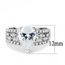 Load image into Gallery viewer, 3W1444 - Rhodium Brass Ring with AAA Grade CZ  in Clear