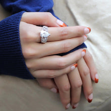Load image into Gallery viewer, 3W1444 - Rhodium Brass Ring with AAA Grade CZ  in Clear