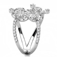 Load image into Gallery viewer, 3W1447 - Rhodium Brass Ring with AAA Grade CZ  in Clear