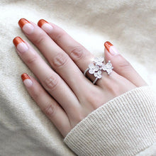 Load image into Gallery viewer, 3W1447 - Rhodium Brass Ring with AAA Grade CZ  in Clear