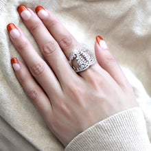 Load image into Gallery viewer, 3W1448 - Rhodium Brass Ring with AAA Grade CZ  in Clear