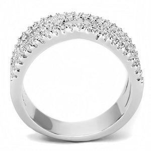 3W1450 - Rhodium Brass Ring with AAA Grade CZ  in Clear