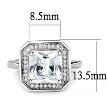 Load image into Gallery viewer, 3W1451 - Rhodium Brass Ring with AAA Grade CZ  in Clear