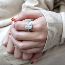 Load image into Gallery viewer, 3W1451 - Rhodium Brass Ring with AAA Grade CZ  in Clear