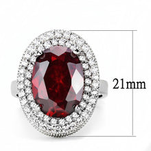 Load image into Gallery viewer, 3W1455 - Rhodium Brass Ring with AAA Grade CZ  in Garnet