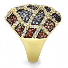 Load image into Gallery viewer, 3W1461 - Gold+Ruthenium Brass Ring with AAA Grade CZ  in Multi Color
