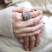 Load image into Gallery viewer, 3W1461 - Gold+Ruthenium Brass Ring with AAA Grade CZ  in Multi Color