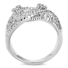 Load image into Gallery viewer, 3W1463 - Rhodium Brass Ring with AAA Grade CZ  in Clear