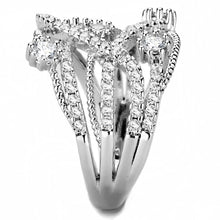 Load image into Gallery viewer, 3W1463 - Rhodium Brass Ring with AAA Grade CZ  in Clear