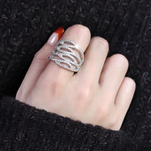 Load image into Gallery viewer, 3W1465 - Rhodium Brass Ring with AAA Grade CZ  in Clear