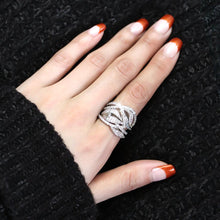 Load image into Gallery viewer, 3W1466 - Rhodium Brass Ring with AAA Grade CZ  in Clear