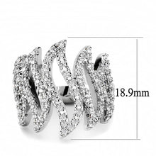 Load image into Gallery viewer, 3W1467 - Rhodium Brass Ring with AAA Grade CZ  in Clear