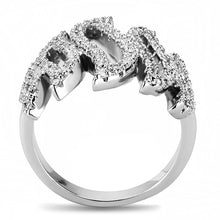 Load image into Gallery viewer, 3W1467 - Rhodium Brass Ring with AAA Grade CZ  in Clear