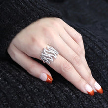 Load image into Gallery viewer, 3W1467 - Rhodium Brass Ring with AAA Grade CZ  in Clear