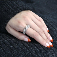 Load image into Gallery viewer, 3W1468 - Rhodium Brass Ring with AAA Grade CZ  in Clear
