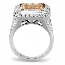 Load image into Gallery viewer, 3W1471 - Rhodium Brass Ring with AAA Grade CZ  in Champagne